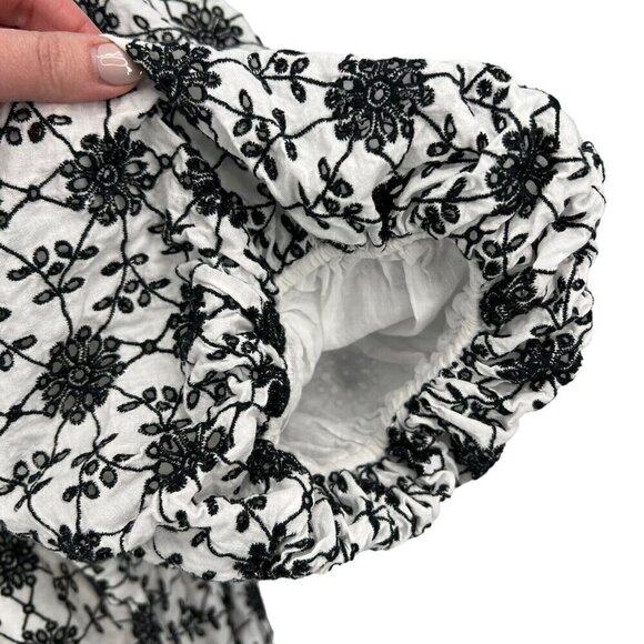 Karen Millen Plus Size 20 Contrast Cotton Broderie Belted Midi Dress Black White - Picture 9 of 15